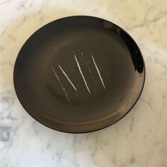 Set of 4 Nir Hod Elegant Black Dinner Plate with white line design